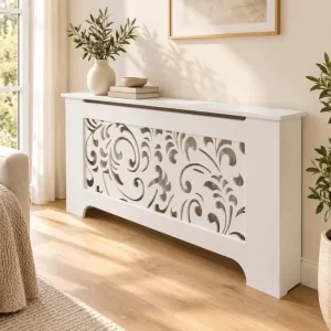 Mască de calorifer model miami, realizată la comandă de Vila Home Design, într-un interior luminos