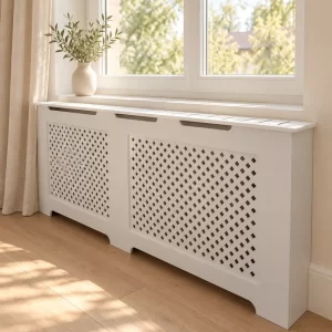 Mască de calorifer Paris albă cu două panouri perforate, Vila Home Design